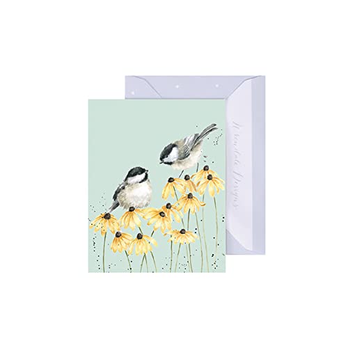 Wrendale - GE124 - Grußkarte, Doppelkarte mit Umschlag, Mini Karte, Nur für dich, Meisen, chickadees, 7,5cm x 9cm, grün von Wrendale Designs