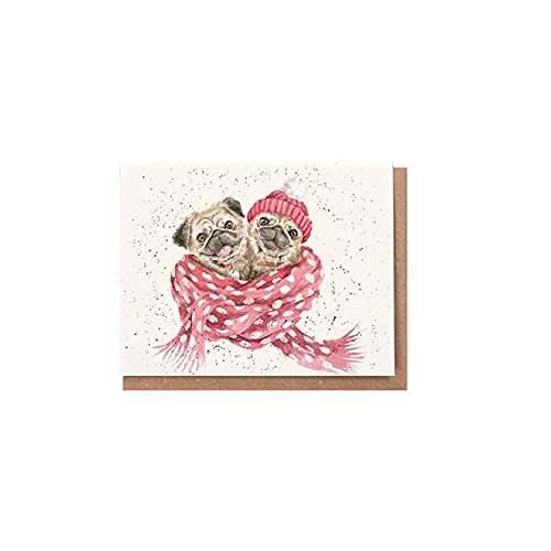 Wrendale - XGE016 - Weihnachten Grußkarte, Doppelkarte mit Umschlag, Mini Karte, Hund, Snug as a pug, 7,2cm x 9cm von Wrendale