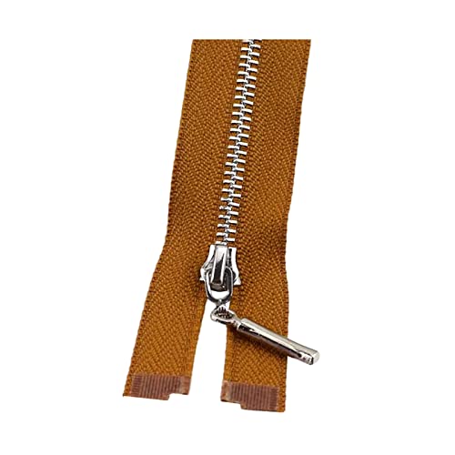 2 Stück 3# Silber Metall Reißverschluss 15–70cm Taschen Kleidungsstück Dekor Nähen Reißverschlüsse Zubehör, Braun, Open-End-40cm von Wresetly