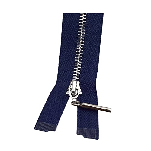 2 Stück 3# Silber Metall Reißverschluss 15–70cm Taschen Kleidungsstück Dekor Nähen Reißverschlüsse Zubehör, Navy blau, Geschlossenes Ende-15cm von Wresetly