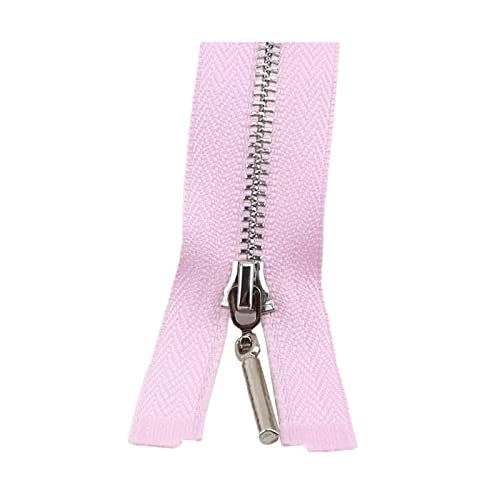 2 Stück 3# Silber Metall Reißverschluss 15–70cm Taschen Kleidungsstück Dekor Nähen Reißverschlüsse Zubehör, Rosa, Open-End-50cm von Wresetly