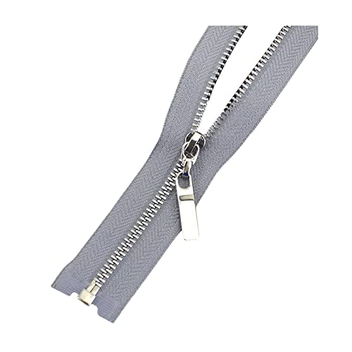 2 Stück 40/50/60/70cm 3# Metall-Reißverschluss mit offenem Ende, Nähzubehör für Taschen, Kleidungsstücke, Grau, 50cm von Wresetly