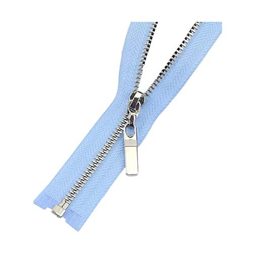2 Stück 40/50/60/70cm 3# Metall-Reißverschluss mit offenem Ende, Nähzubehör für Taschen, Kleidungsstücke, Hellblau, 70cm von Wresetly
