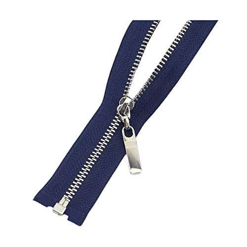 2 Stück 40/50/60/70cm 3# Metall-Reißverschluss mit offenem Ende, Nähzubehör für Taschen, Kleidungsstücke, Navy blau, 60cm von Wresetly