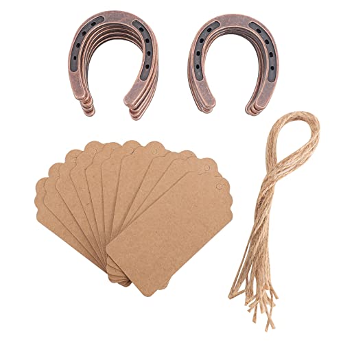 Wresetly 10 x Glücksbringer Hufeisen, Hochzeitsgeschenke mit Kraft-Etiketten, rustikales Hufeisen-Geschenk für Vintage-Hochzeit von Wresetly