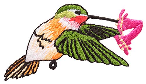 Wrights Aufnäher/Bügelbild, Muster Kolibri mit Blume, 4 auf 5 cm, 1 Stück von Wrights