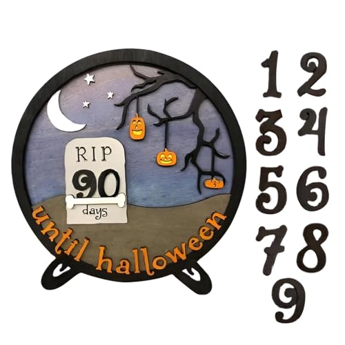 Halloween Schlafzimmer | Gruselige Ornamente | Halloween Holzdekor Gruselige Ornamente Countdown Kalender Halloween Countdown Dekoration Bewegliche Halloween Countdown für Gruseldekor von Wrohto