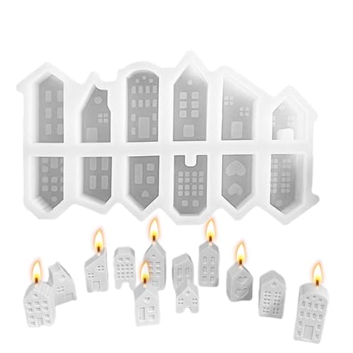 Vriusi Art House Candle Mold, Silicone Handicraft Mold, House Casting Candle Molds, Reusable Candle Craft Mold, 12 Plaster Houses for Tiny House Casting, Casting House Molds von Wrohto