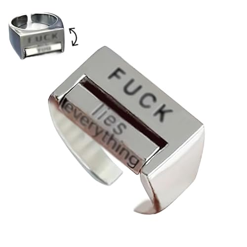 Kreative Fu * k drehbare Stimmung Kontrolle Ring, lustige rotierende Fuck Ring, einstellbare Fuck Angst Ring, Edelstahl Fu * k Square Ring, gravierte Buchstaben Ring, Stimmung Ring (1 stücke) von Wryhaul