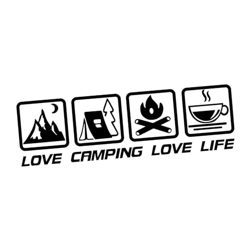 Autoaufkleber,LOVE CAMPING LOVE LIFE Buchstaben Autoaufkleber Aufkleber Text Sticker Fürs Auto Und Motorrad Tuning Aufkleber Sticker Sprüche Aufkleber Fenstersticker Für Auto Wand Laptop von Wscwl