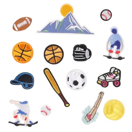 16 PCs Gestickte Patches Sports Serie Eisen Auf Patches Reparaturflecken Auf Applique Applique Patches Für Nähen von Wsdsgz