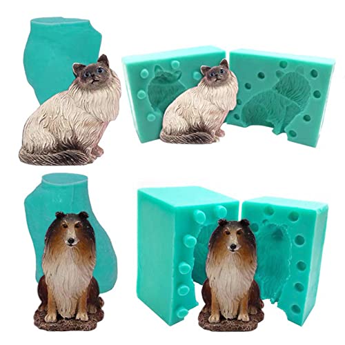 3D Hund Für Katzen Handgefertigt Silikonform Gips Kerze Seife Fondantform Für Candy Schokolade Dessert Backkochendekoration Werkzeug Zubehör Accessoire von Wsdsgz