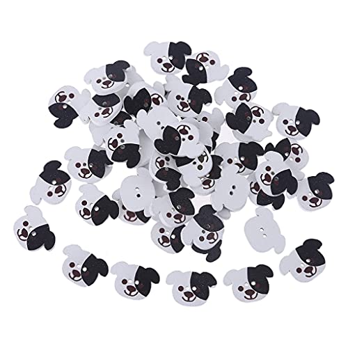 50pcs Hund Für Kopf Holzknöpfe Handgemachtes Nähwerk 2 Löcher Dekorative Scrapbooking Basteln von Wsdsgz