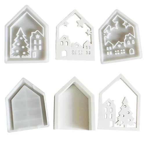 Wsdsgz 3pcs House Geformte Harz Silikonformen Für Epoxidharz Kerzenständer Teelichthalter Craft Silicon Kerzenhalter Formen von Wsdsgz