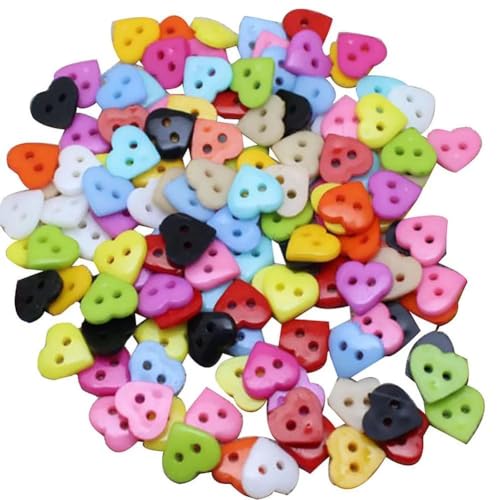 Bunte Kunststoffknöpfe in Herzform, gemischte Farben, Verschluss für Schmuck, Handbedarf, Knöpfe, Nähknöpfe, 100 Stück von WsjiaboFux