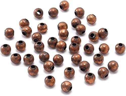 Runde Abstandshalter-Perlen aus antikem Kupfer, 5 mm, glattes Kugelende, Samen-Metallperlen für Schmuckherstellung, Zubehör, Zubehör (0,5 cm), Perlen- und Schmuckherstellung, Perlenzubehör, 100 Stück von WsjiaboFux