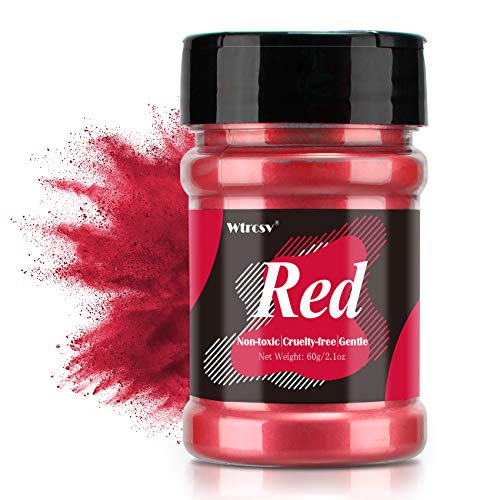 Epoxidharz Farbe metallic, Seifenfarbe, für die Seifenherstellung, Mica Powder, Epoxy Resin Farbe Farbpigmente Pigmentpulver Farben Pigment, Farbe für Epoxidharz, Lipgloss Farbe - 60g rot (Pulver) von Wtrcsv