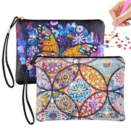 WuGU Diamond Painting Kinder, 2 Stück Bastelset Kinder ab 6 7 8 9 10 Jahre, Diamond für Jungen 6-10 Jahre Kleine Kosmetiktasche Diamant Painting Kinder Erwachsene- Farbig von WuGU