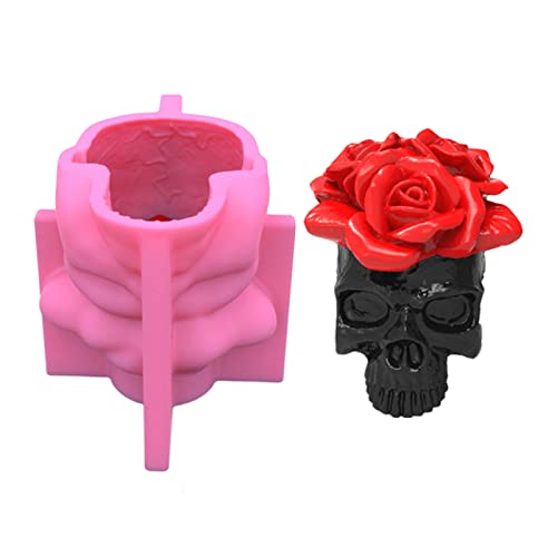 WuLi77 schmuckherstellung 3D Rose Skull Silicone Mold Epoxy Resin Mold Craft Candle Plaster Pen Holder von WuLi77
