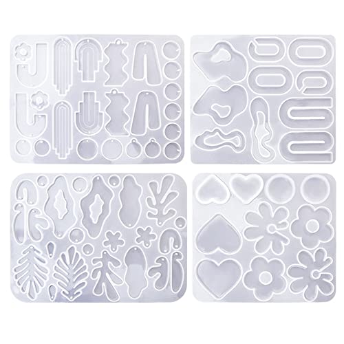 WuLi77 schmuckherstellung 4Pcs Multiple Styles Earring Combination Ornament Molds Epoxy Jewelry Mold Resin Pendant Mold Suitable for von WuLi77