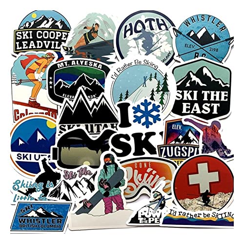 Wudaizhi 50pcs Pack Winter Ski Skiing Snow Mountain Graffiti Aufkleber Für Gepäcklaptop Skateboard -kühlschrank -ski -Aufkleber (zufälliger Stil) von Wudaizhi