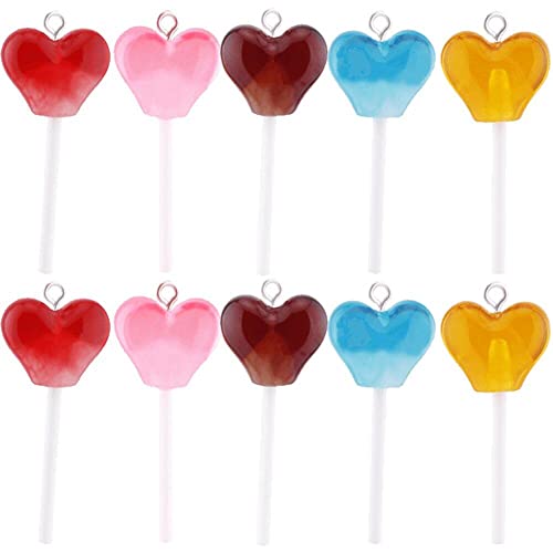 Wudaizhi 10pcs Zucker Süßigkeiten Lollipop Harz Charme DIY Schlüsselbund Ohrring Anhänger Charms Für Schmuck Making Supplies von Wudaizhi