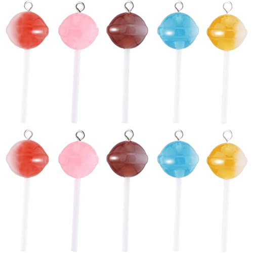 Wudaizhi 10pcs Zucker Süßigkeiten Lollipop Harz Charme DIY Schlüsselbund Ohrring Anhänger Charms Für Schmuck Making Supplies von Wudaizhi