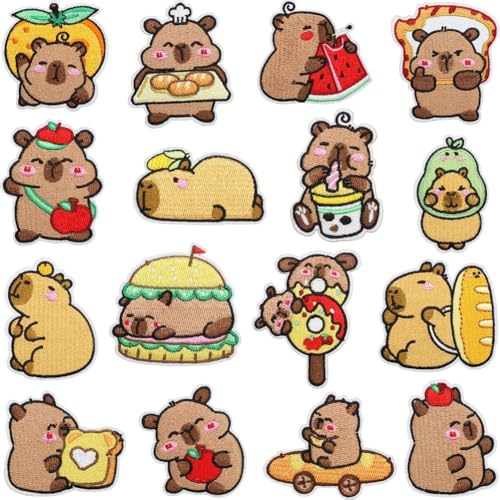 Wudaizhi 16 Stück Capybara-Stickerei-aufnäher, Niedliche Aufnäher Zum Aufbügeln, DIY-Applikation Für Kleidung, Rucksack, Mütze, Kinderkleidung, Dekoration Wudaizhi 16 Stück Capybara-Stickerei-aufnäher, Niedliche Aufnäher Zum Aufbügeln, DIY-Applikation Für Kleidung, Rucksack, Mütze, Kinderkleidung, Dekoration von Wudaizhi