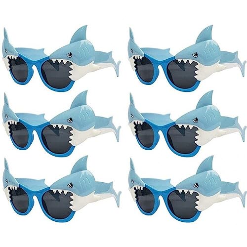 Wudaizhi 6 Pack Hai Sonnenbrille Animal Kids Eyewear Requisiten Plastik Hai Party Brillen Ozean Themen Partyzubehör Für Jungen Mädchen von Wudaizhi