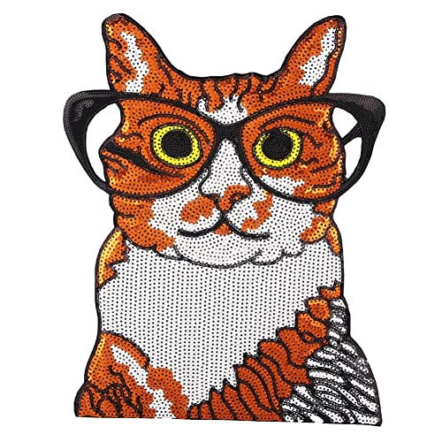 Wudaizhi Braune Gläser Katze Patches Für Streifen Kleidung Patch Eisen Auf Applikation DIY Kleidung Aufkleber Scrapbooking von Wudaizhi