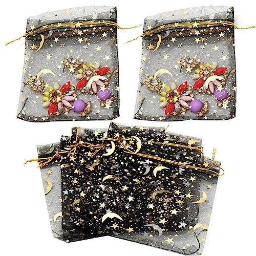 Wudaizhi Organza Geschenktüte 50pcs Kleine Organza -kordelstringbeutel Und Mond Hochzeitsfeier Gunst Schmuck Süßigkeiten Geschenktüten Zum Wickeln von Wudaizhi