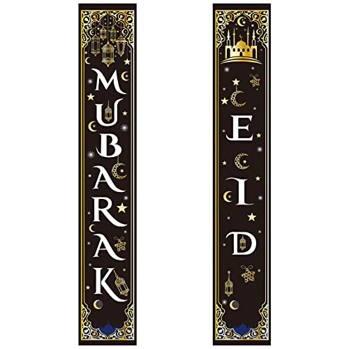 Wudaizhi Ramadan Kareem Porch Banner Islamische Ramadan Banner Dekorationen Hängen Ramadhan Banner Muslim Eid Veranda Zeichen Polyester Ramadan Kareem Couplet von Wudaizhi