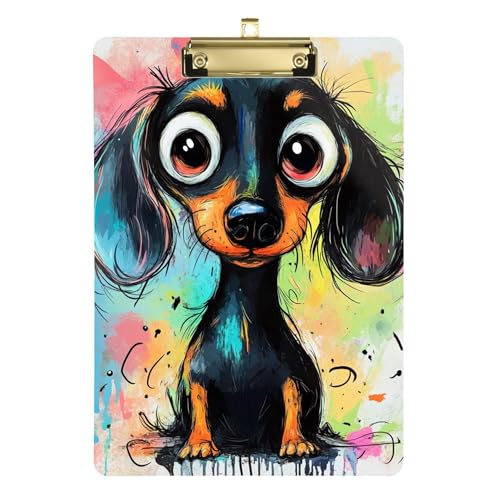 A Cartoon Hund Acryl Klemmbrett A4 Größe 31,8 x 22,9 cm Kunst Klemmbrett mit niedrigem Profil Clip für Softball-Trainer Coaching Trade Quest von Wudan