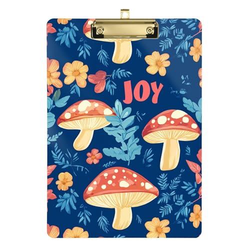 Aesthetic Mushroom Blue Klemmbrett-Mappe, A4, 31,8 x 22,9 cm, Menü-Klemmbretter mit niedrigem Profil-Clip für Softball-Trainer, Bürobedarf von Wudan