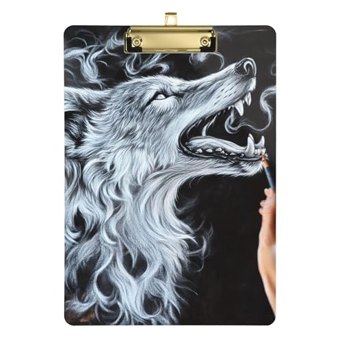 Aesthetics Wolf Acryl-Klemmbrett, A4, 31,8 x 22,9 cm, Klemmbrett mit niedrigem Profil-Clip für Studenten, Lehrer, Bürobedarf von Wudan