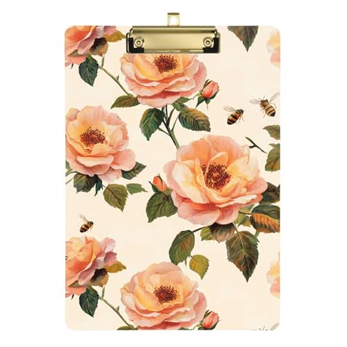 Art Rose Beige Acryl-Klemmbretter, A4, 31,8 x 22,9 cm, Ordner-Klemmbrett mit niedrigem Profil-Clip für Softball-Trainer, Mediziner von Wudan