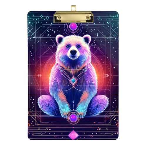 Bear Tarot-Klemmbrett aus Acryl, A4, 31,8 x 22,9 cm, Kunst-Klemmbrett mit niedrigem Profil-Clip für Medizin, Büro, Meeting von Wudan