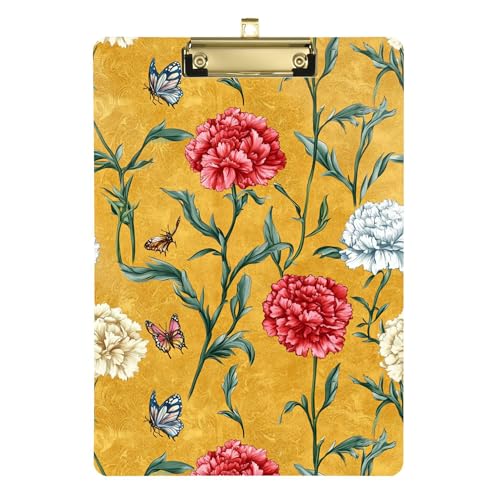 Beauty Carnation Klemmbrett, A4, 31,8 x 22,9 cm, Ordner-Klemmbrett mit flachem Profil-Clip für LKW-Fahrer, Büro, Dokumenten-Organizer von Wudan