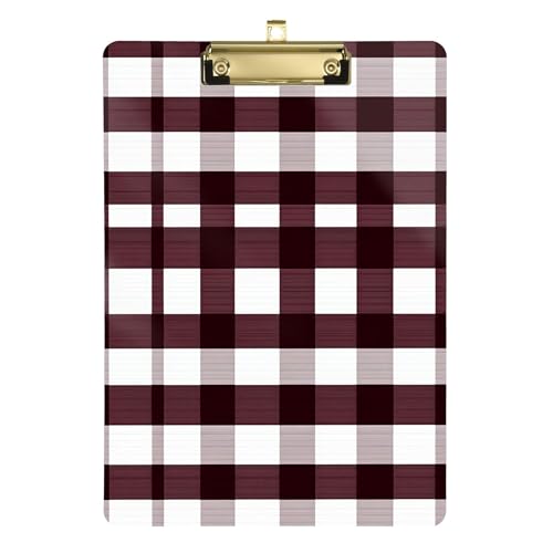 Buffalo Plaid Check Burgunderrot Weiß Ordner mit Klemmbrett A4 Größe 31,8 x 22,9 cm Kunst-Klemmbrett mit niedrigem Profil-Clip für Volleyball-Trainer Klassenzimmer von Wudan