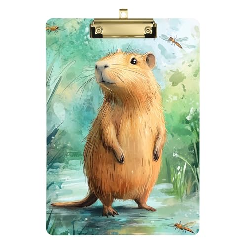 Cartoon Capybara A River Klemmbrett-Ordner, A4, 31,8 x 22,9 cm, dickes Klemmbrett mit niedrigem Profil-Clip für Softball-Trainer, Klassenzimmer von Wudan