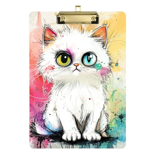 Cartoon Cool American Cat Acryl-Klemmbrett A4 Größe 31,8 x 22,9 cm Metall Klemmbrett Ordner mit niedrigem Profil Clip für Trainer Laborzubehör von Wudan