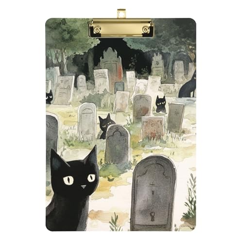 Cats are Prowling Cemetery Klemmbretter, A4, 31,8 x 22,9 cm, Kunst-Klemmbrett mit flachem Profil-Clip für Studenten, Lehrer, Klassenzimmer von Wudan