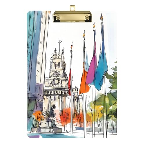 Flags are Flying Klemmbrett-Clips, A4, 31,8 x 22,9 cm, Klemmbrett mit niedrigem Profil-Clip für Sozialarbeiter, Outdoor-Skizzieren von Wudan