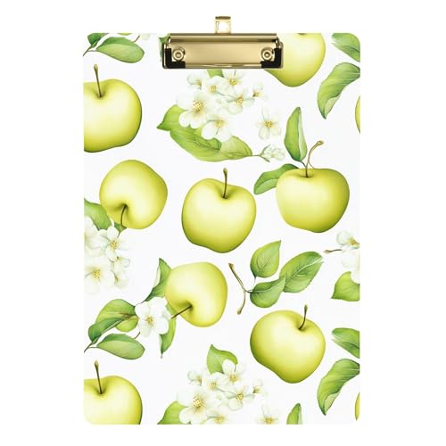 Fresh Apples Fruit White Ordner mit Klemmbrett, A4, 31,8 x 22,9 cm, dickes Klemmbrett mit niedrigem Profil-Clip für Softball-Trainer, Coaching, Trade Quest von Wudan