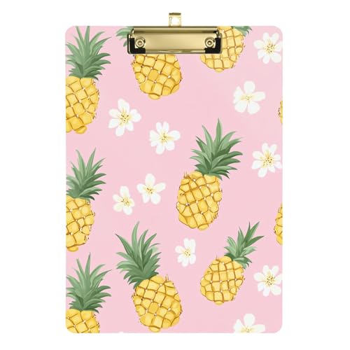 Funny Ananas-Klemmbrett mit Früchten, Pfirsichfarben, A4, 31,8 x 22,9 cm, Arbeits-Klemmbrett mit flachem Profil-Clip für Softball-Trainer, elementar von Wudan