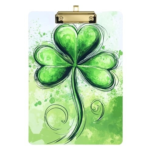 Green Clover Kleeblatt Lucky St. Patrick's Ordner mit Klemmbrett, A4, 31,8 x 22,9 cm, dickes Klemmbrett mit niedrigem Profil-Clip für LKW-Fahrer von Wudan