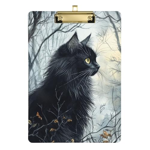 Halloween-Katzen-Klemmbrett, A4-Größe, 31,8 x 22,9 cm, Ordner-Klemmbrett mit niedrigem Profil-Clip für Fußball-Trainer, Outdoor-Skizzieren von Wudan