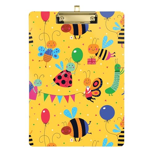 Happy Cute Bees Ordner mit Klemmbrett, A4, 31,8 x 22,9 cm, dickes Klemmbrett mit niedrigem Profil-Clip für LKW-Fahrer, Büro, Dokumenten-Organizer von Wudan