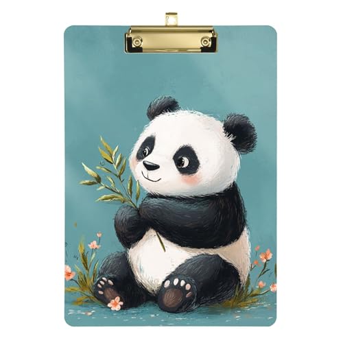 Klemmbrett mit Cartoon-Pandas, Türkis, A4, Größe 31,8 x 22,9 cm, Inspektoren-Klemmbrett mit niedrigem Profil-Clip für Krankenhaus-, Medizinunternehmer von Wudan