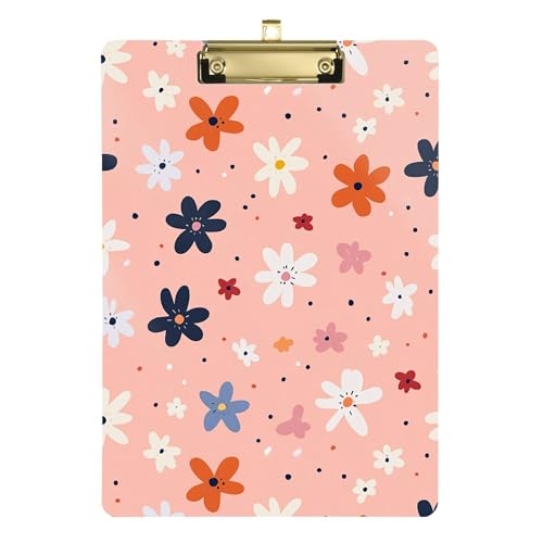 Klemmbrett mit schönen Blumen, A4, 31,8 x 22,9 cm, transparentes Klemmbrett mit niedrigem Profil-Clip für Trainer, Outdoor-Skizzieren von Wudan